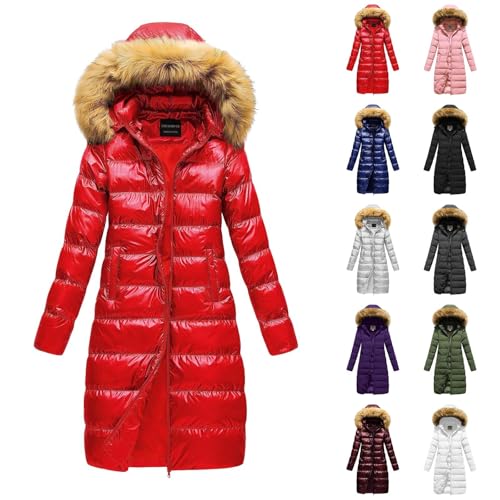 Steppmantel Damen Lang, Daunenmantel Damen Lang Winter Steppmantel Glänzend Daunenjacke - Warm Steppjacke Mit Abnehmbarer Kunstfell-Kapuze Winterjacke Fleece Gefüttert Puffer Jacke Parka Steppmantel Damen Lang, Daunenmantel Damen Lang Winter Steppmantel Glänzend Daunenjacke - Warm Steppjacke Mit Abnehmbarer Kunstfell-Kapuze Winterjacke Fleece Gefüttert Puffer Jacke Parka von DRALOFAO