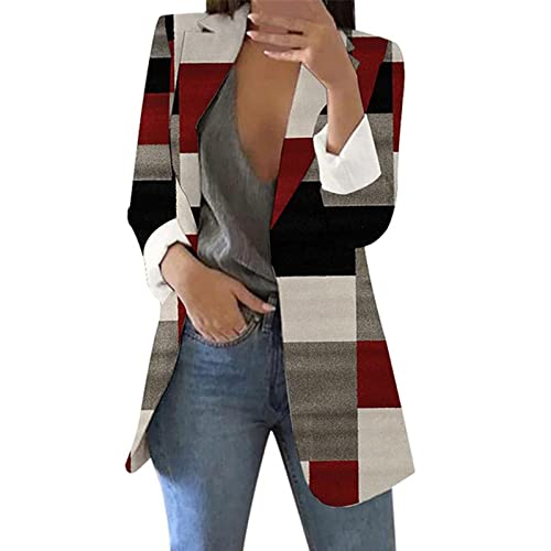 Damen Blazer Elegant Damen Basic Reverskragen Blazerjacke Damen Cardigan Freizeit Business Jacke Revers Büro Business Formal Blazer Slim Fit Langärmelig Outwear für Arbeit Büro Sakko von DRALOFAO