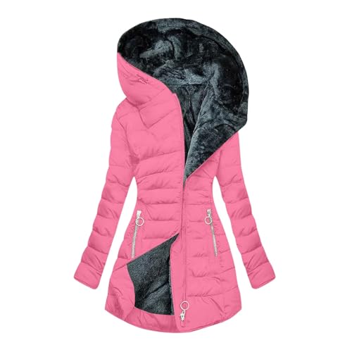 Daunenjacke Damen, Winterjacke Damen Warmer Gefüttert Lang Wintermantel Winddicht Parka Jacke Fleece Daunenjacke Langarm Steppjacke Casual Damenmantel Große Größen Outdoorjacke Winter Trachtenjacke von DRALOFAO