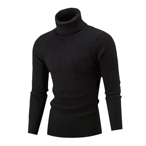 Fall Sweater, Winterpullover Herren Warm Rollkragenpullover - Fleecepullover Longsleeve Wollpullover Lässig Rundhals Langärmelig Sweater Strickpullover Pulli Männer von DRALOFAO