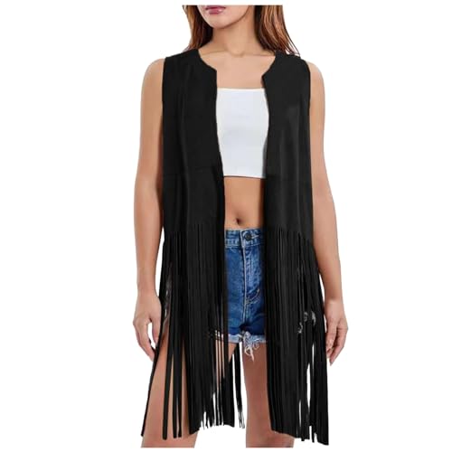 Fransenweste, Hippie Weste Damen Indianer 70Er Jahre Bekleidung Fransen - 70 Er Kleidung Cowgirl Festival Outfit Faschingskostüme Ärmellos Fransenweste Western Disco Fransenweste, Hippie Weste Damen Indianer 70Er Jahre Bekleidung Fransen - 70 Er Kleidung Cowgirl Festival Outfit Faschingskostüme Ärmellos Fransenweste Western Disco von DRALOFAO