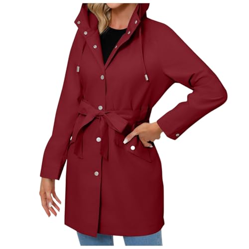 Funktionsjacke Damen, Softshelljacke Damen Winter Regenjacke - Outdoorjacke Warm Übergangsjacke Warme Winddicht Atmungsaktiv Wanderjacke Outdoor Mantel Mit Abnehmbarer Kapuze von DRALOFAO