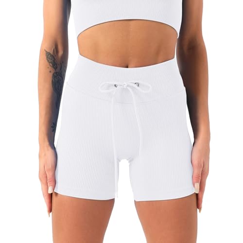 Gym Shorts Damen Kurze Sport - Leggings Schnell Trocknend Feuchtigkeitsaufnahme Radler Atmungsaktiv Hose Hohe Taille Hosen Kurz High Waist Nahtlos Workout Sportshorts Butt Lift Sommer von DRALOFAO