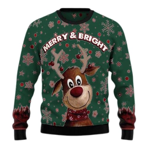 Hässliche Weihnachtspullover, Weihnachtspullover Damen Herren Lustig Rentier Weihnachtspullis - Winter Warm Strickpullover Rundhals Ugly Christmas Sweater Langarm Weihnachts Pullover Personalisiert von DRALOFAO