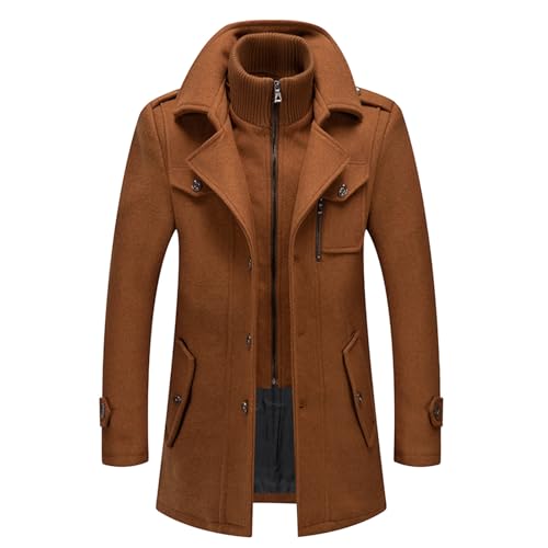 Herren Kurzmantel, Wintermantel Herren Warm Winter Mantel Wollmantel - Freizeit Winterjacke Warmer Integrierter Innenjacke Mit Stehkragen Für Business Einfarbiger Kaschmirmantel von DRALOFAO