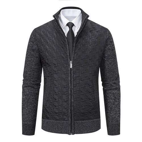 Herren-Strickjacken,Winter Strickjacke Herren Warm Strickjacke Herren Ohne Kapuze Strickjacken Sweatjacke Elegant Herrenjacke Schlanke Passform Fleecejacke Mode Trachtenjacke von DRALOFAO