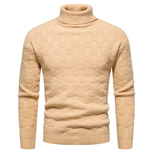 Herren Strickpullover, Rollkragenpullover Herren Rundhals Strickpullover - Wollpullover Casual Fleecepullover Freizeit Freizeitpullover Klassischer Langarmshirt Sweater Slim Fit von DRALOFAO