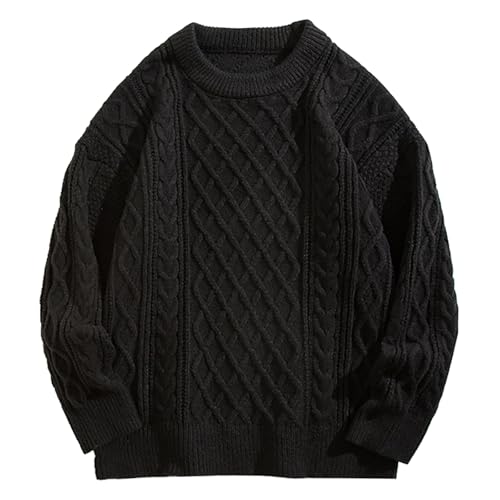 Herren Strickpullover, Strickpullover Herren Baumwolle Rollkragenpullover - Langarmshirt Schwarz Fleecepullover Business Männer Pullover Basic Knitted Sweatshirt Freizeit von DRALOFAO