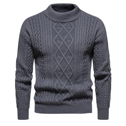 Herrenpullover Langarm, Strickpullover Herren Rundhals Rollkragenpullover - Turtleneck Langarmshirt Stretch Longsleeve Sweater Winterpullover Männer Pullover Warm Oberteile von DRALOFAO