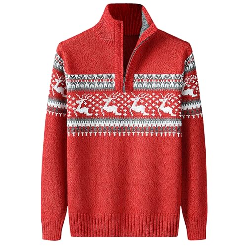 Herrenpullover Langarm Winter，Fleecepulli Herren Pullover Herren Winter Fleecepullover Warmer Strickpullover Weich Sweater Regular Fit Winterpullover Arbeitspullover Bequem von DRALOFAO