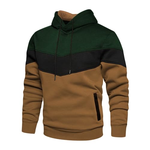 Hoodie Herren Farbblock Langarm Pullover Mit Kapuze Und Taschen Sweatshirt - Baumwolle Kapuzenpullover Sport Outwear Hoodie Casual Patchwork Tops Winter Warm Kaputzenhoodie Mit Kordelzug von DRALOFAO