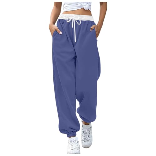 Hose Damen Elegant, Freizeithose Damen Baumwolle Einfarbig Jogginghose - Sportlich Joggpant Leicht Mit Taschen Relaxhose Laufhosen High Waist Trainingshose Für Frauen von DRALOFAO