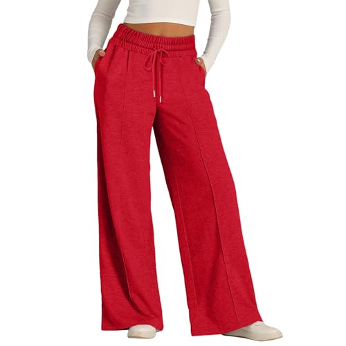 Jogginganzug Damen, Freizeithose Damen Mit Taschen Einfarbig Jogginghose - Relaxhose Stoffhose Sportlich Laufen Hose High Waist Trainingshose Sporthose Lang Bequem von DRALOFAO