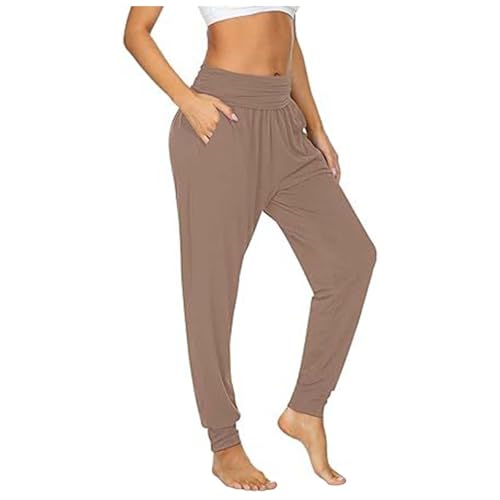 Jogginganzug Damen, Jogginghose Damen Baumwolle Mit Taschen Freizeithose - Joggpant Relaxhose Sportlich Stoffhose High Waist Trainingshose Sporthose Lang Bequem von DRALOFAO