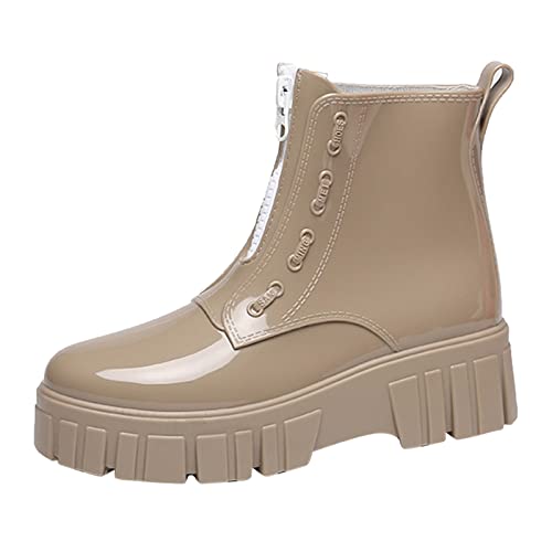 Kurze Gummistiefel Damen - Stiefeletten Basic Reitschuhe Elegant Reitstiefeletten Bequem Gummistiefeletten Winddicht Hunter Equem Regenschuhe Wasserdicht Hohe Gartenschuhe von DRALOFAO