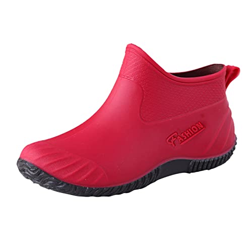 Kurze Gummistiefel Damen Stiefeletten - Gummi Winddicht Reitstiefeletten Anti-Rutsch Gummistiefeletten Basic Elegant Hunter Equem Regenschuhe Wasserdicht Hohe Gartenschuhe von DRALOFAO