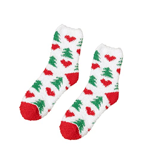 Kuschelsocken Weihnachten, Weihnachts Socken Damen Winter Flauschige Weihnachtssocken Unisex - Lustige Niedliche Kuschel Lustig Warme Weihnachtsstrümpfe Wintersocken Cozy Plüsch von DRALOFAO