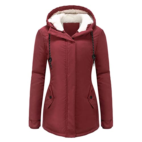 Mäntel Damen Sale,Damen Wintermantel Lang Warm Elegant Wintermantel Damen Warme Winterjacke Outdoorjacke Dicke Parka Mit Kapuze Winterparka Elegant Damenwinterjacke Damenmantel von DRALOFAO