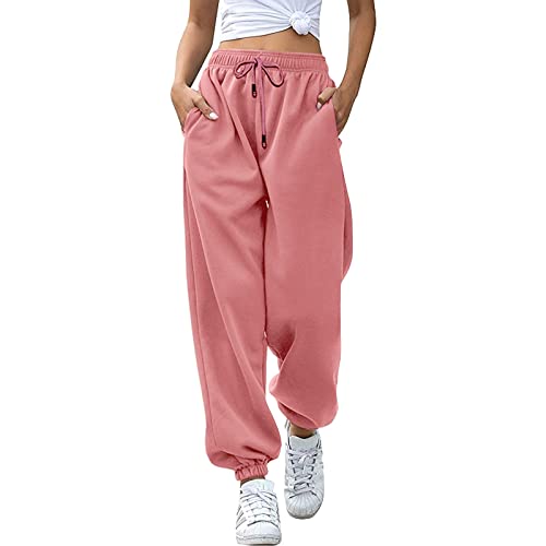 Meine Bestellungen Anzeigen, Jogginghose Damen Mit Taschen Einfarbig Freizeithose - Stoffhose Sportlich Joggpant Sommerlich Laufen Laufhosen High Waist Trainingshose Für Frauen von DRALOFAO