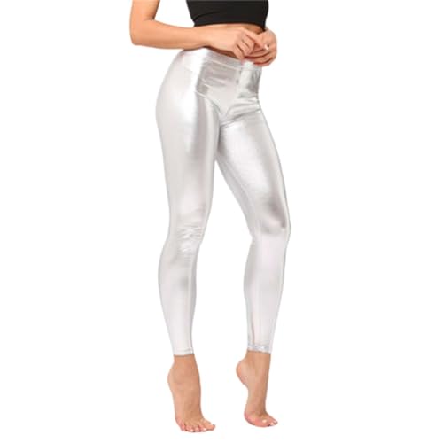 Metallic Leggings Damen, Leggins Silber Metallic Damen Glänzende Hose - 80Er Hoher Taille Shiny Leggings Party Tanz Disco Kostüm Karneval Space Kostüm Metallischer Hosen Silber Goldene Leggins Metallic Leggings Damen, Leggins Silber Metallic Damen Glänzende Hose - 80Er Hoher Taille Shiny Leggings Party Tanz Disco Kostüm Karneval Space Kostüm Metallischer Hosen Silber Goldene Leggins von DRALOFAO
