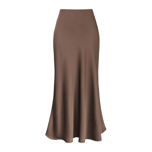 Midirock Damen, Satinrock Damen Elegant Langer Midirock - Lang Satin Elastische Hohe Taille Swing A-Linien Midi Rock Rockabilly Vintage A-Linie Freizeitrock Partyrock Midirock Damen, Satinrock Damen Elegant Langer Midirock - Lang Satin Elastische Hohe Taille Swing A-Linien Midi Rock Rockabilly Vintage A-Linie Freizeitrock Partyrock von DRALOFAO