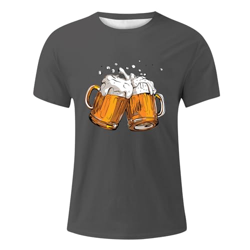 Oktoberfest Outfit Herren Drucken Trachten Shirt Trachten Tshirt Rundhals Trachtenshirt Atmungsaktiv T Shirt Licht Shirt Kurze Ärmel Mit Oktoberfest Bier Wandershirt T von DRALOFAO