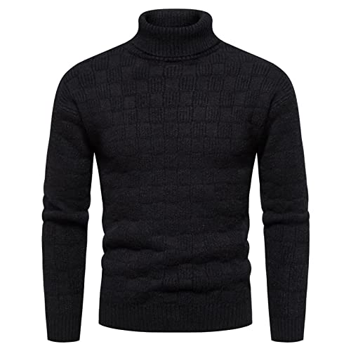 Pullover Herren V Ausschnitt, Winterpullover Herren Warm Rollkragenpullover - Fleecepullover Turtleneck Casual Strickpullover Slim Fit Langarm Classic Feinstrick Basics Sweater von DRALOFAO