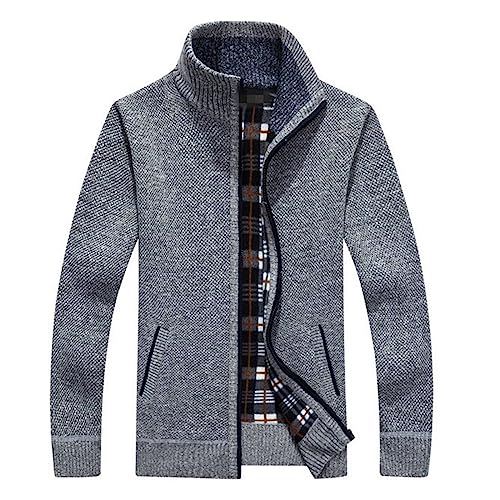 Pullover Jacke Herren,Herren Jacke Elegant Strickjacken Herren Mit Stehkragen Strickjacke Strickpullover Dicker Winterjacke Gestrickt Sweatjacke Elegant Herrenjacke von DRALOFAO