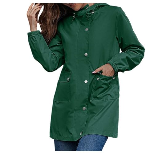 Regenjacken Damen Mit Kapuze Regenjacke - wasserdichte Fahrradjacke Rain Coat Windbreaker Wasserdicht Windjacke Regenparka Regenmantel Reißverschluss Outdoorjacke Wanderjacke von DRALOFAO