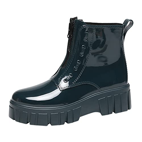 Reitstiefel Damen Kurze Gummistiefel - Reitschuhe Winddicht Hunter Bequem Anti-Rutsch Gummistiefeletten Basic Gummi Stiefeletten Wasserdicht 100% Wasserdticht Regenstiefel von DRALOFAO