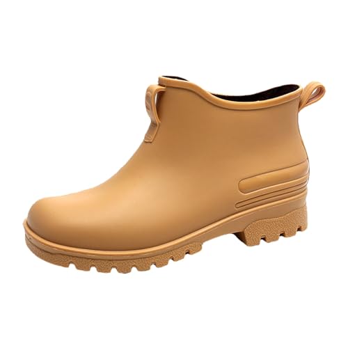 Reitstiefeletten Damen Kurze Gummistiefel - Anti-Rutsch Gummi Stiefeletten Basic Gummistiefeletten Bequem Hunter Wasserdicht Reitschuhe Equem Regenschuhe Hohe Gartenschuhe von DRALOFAO