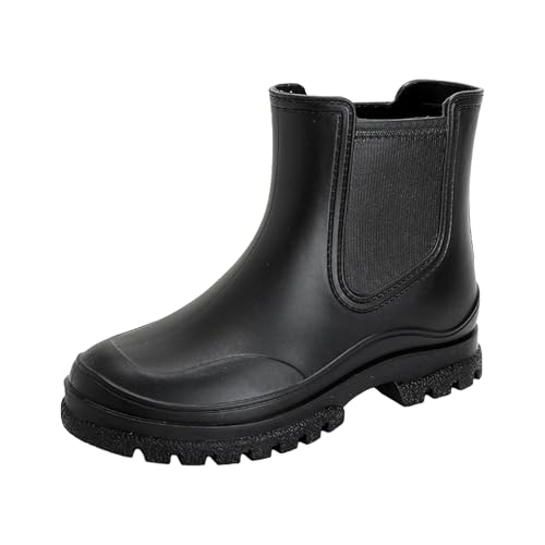 Reitstiefeletten Damen Wasserdicht Kurze Gummistiefel - Stiefeletten Atmungsaktiv Gummistiefeletten Basic Hunter Elegant Gummi Anti-Rutsch Stiefeletten, Bequem Regenschuhe von DRALOFAO