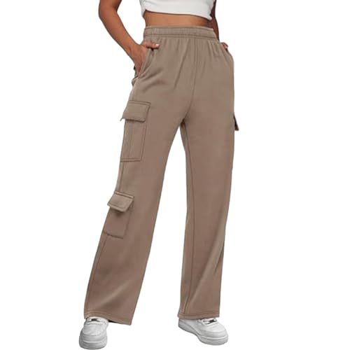 Relaxhose Damen, Jogginghose Damen Einfarbig Mit Taschen Freizeithose - Hose Sommerlich Laufen Joggpant Stoffhose Laufhosen High Waist Trainingshose Für Frauen von DRALOFAO