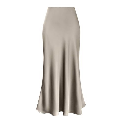 Rock Damen Lang, Satinrock Damen Elegant Langer Midirock - Lang Satin Elastische Hohe Taille Swing A-Linien Midi Rock Rockabilly Vintage A-Linie Freizeitrock Partyrock Rock Damen Lang, Satinrock Damen Elegant Langer Midirock - Lang Satin Elastische Hohe Taille Swing A-Linien Midi Rock Rockabilly Vintage A-Linie Freizeitrock Partyrock von DRALOFAO