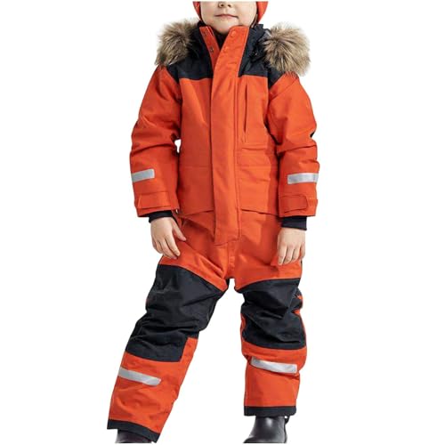 Schneeanzug 92, Schneeanzug Kinder Skioverall Fleece Wasserdicht Schneeoverall Mit Kapuze Skianzug - Winddicht Winter Daunenjacke Verdickt Atmungsaktiv Skihose Unisex Warmes Outdoor Winteranzug von DRALOFAO