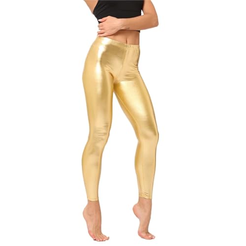 Silber Leggings Damen, Leggins Silber Metallic Damen Glänzende Hose - 80Er Hoher Taille Shiny Leggings Party Tanz Disco Kostüm Karneval Space Kostüm Metallischer Hosen Silber Goldene Leggins Silber Leggings Damen, Leggins Silber Metallic Damen Glänzende Hose - 80Er Hoher Taille Shiny Leggings Party Tanz Disco Kostüm Karneval Space Kostüm Metallischer Hosen Silber Goldene Leggins von DRALOFAO