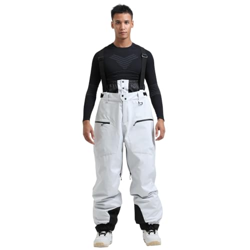 Skihose Herren Schwarz, Skihose Herren Wasserdicht Winter Schneehose - Winddichte Ski Hose Warme Gefütterte Snowboardhose Mit Verstellbarer Träger Ski Hosen Skilanglaufhose Hosenträgerhose Outdoorhose von DRALOFAO