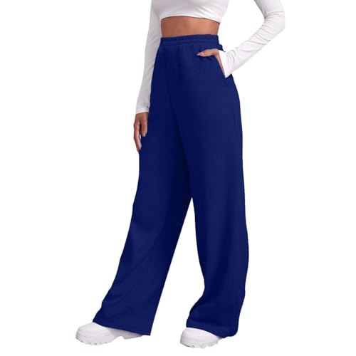 Sommerhose Damen, Freizeithose Damen Mit Taschen Baumwolle Jogginghose - Leicht Joggpant Sportlich Stoffhose Sommerlich Hose Laufhosen High Waist Trainingshose Für Frauen von DRALOFAO