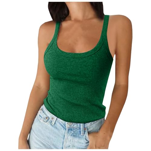 Sport Top Damen Du Kragen Mit Integriertem BH Spaghetti Top Gewindeschlinge Tank Top Sporttop Elastische Slim Fit Passform Yoga Top Double Lined Top Sport Crop Top Racerback Top Enges Top von DRALOFAO