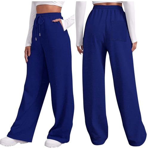 Sportkleidung Frauen, Jogginghose Damen Mit Taschen Einfarbig Freizeithose - Sportlich Stoffhose Baumwolle Joggpant Hose Laufhosen High Waist Trainingshose Für Frauen von DRALOFAO