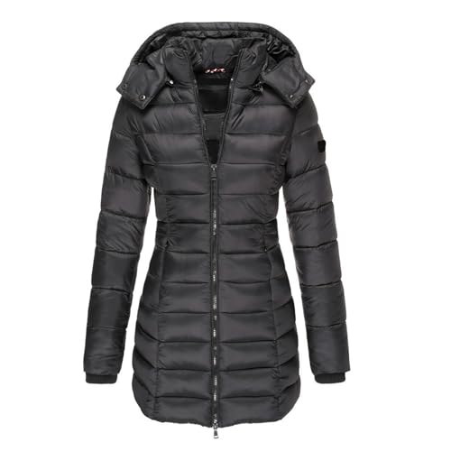 Steppmantel Lang Damen, Winterjacke Damen Lang Warm Gefüttert Daunenmantel Mit Kapuze - Outdoor Wasserdicht Daunenjacke Winter Puffer Steppjacke Dicke Zipper Steppmantel Winddicht Parka Jacke von DRALOFAO