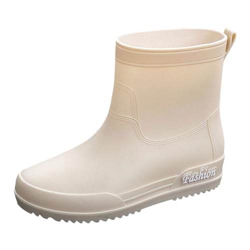 Stiefeletten Damen Kurze Reitstiefeletten - Anti-Rutsch Gummistiefel Atmungsaktiv Hunter Basic Reitstiefel Winddicht Reitschuhe Wasserdicht 100% Wasserdticht Regenstiefel von DRALOFAO