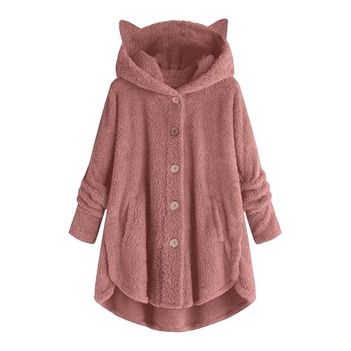 Teddymantel Damen Flauschig,Strickjacke Gefüttert Damen Teddyfleece Jacke Damen Gefüttert Teddyjacke Übergangsjacke Fleece Elegant Wintermantel Langarm Cordjacke Thermojacke Dicke von DRALOFAO