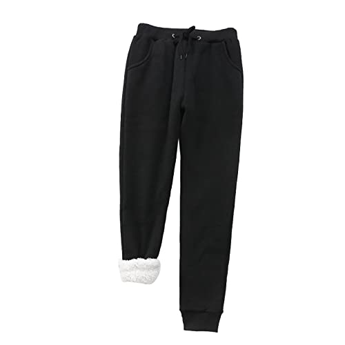 Thermojeans Damen,Thermo Jogginghose Damen Thermohose Damen Gefütterte Fleecehose Wanderhose Dicke Trainingshose Elastischem Freizeithose Einfarbig Mit Tasche Lässige Laufhose von DRALOFAO