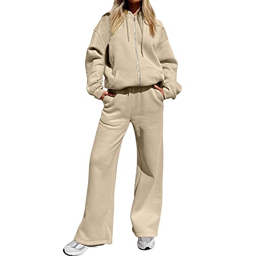 Tracksuit Damen Hoodie Sportanzug - Trainingsanzug Freizeit Jogginganzug Herbst Und Winter Mode Jogging Anzug Zweiteiler Frauen Sport Freizeitanzug Kapuzenjacke&Sporthose von DRALOFAO