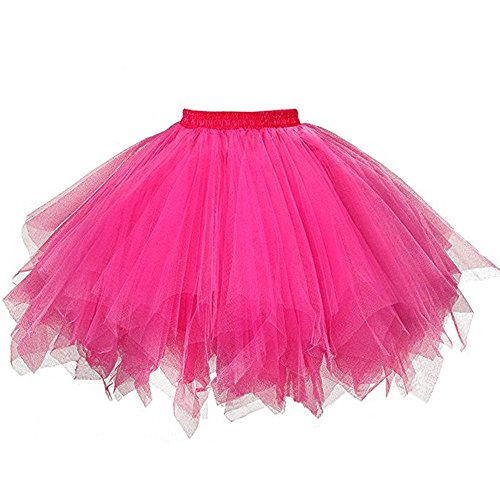 Tüllrock Rosa Tüllrock Rosa Damen,Tüllrock Damen Karneval Kostüm Tutu - 50Er Tütü Rock Kurz Ballett Unterrock Rockabilly Crinoline Petticoat Tütü Kostüm Fasching Tanzkleid von DRALOFAO