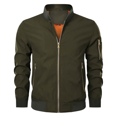 Wanderjacke Herren, Herrenjacken Herren Reißverschluss Herrenjacke - Jacke Warme Laufjacke Regular Fit Übergangsjacke Mit Tasche Lässige Winddichte Bomberjacken Winter Warm Jacken von DRALOFAO