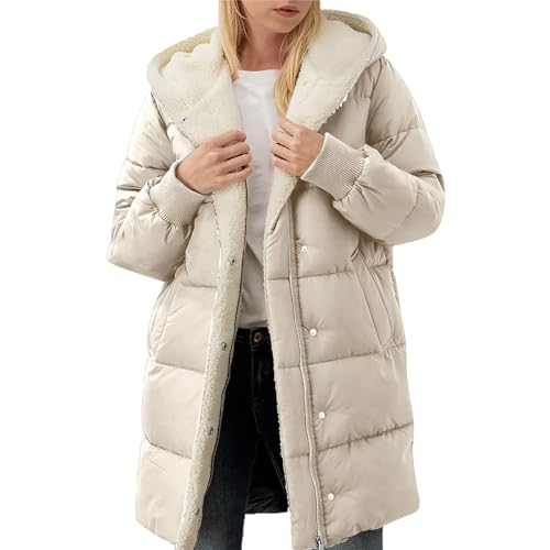 Warme Jacke Damen Winter,Daunenjacke Sale Steppjacke Damen Warme Daunenjacke Wintermantel Outdoor Baumwolljacke Lang Daunenmantel Gefüttert Damenjacken Winterparka von DRALOFAO