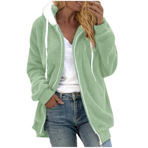 Warme Strickjacke Damen, Winterjacke Damen Mit Kapuze Fleecejacke - Wintermantel Casual Übergangsjacken Flauschig Winter Plüschjacke Bequem Fleecepullover Elegant Baumwolle Daunenmantel von DRALOFAO