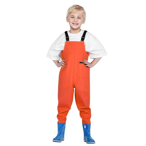 Wathose für Jungen und Mädchen - Wathose für Kinder, wasserdichte Regenhose mit Stiefeln,Junior Hosenträger Matschhose Regenstiefel,rutschfeste Sohle Gummistiefel für Jugendliche für 2-15 Jahre Wathose für Jungen und Mädchen - Wathose für Kinder, wasserdichte Regenhose mit Stiefeln,Junior Hosenträger Matschhose Regenstiefel,rutschfeste Sohle Gummistiefel für Jugendliche für 2-15 Jahre von DRALOFAO